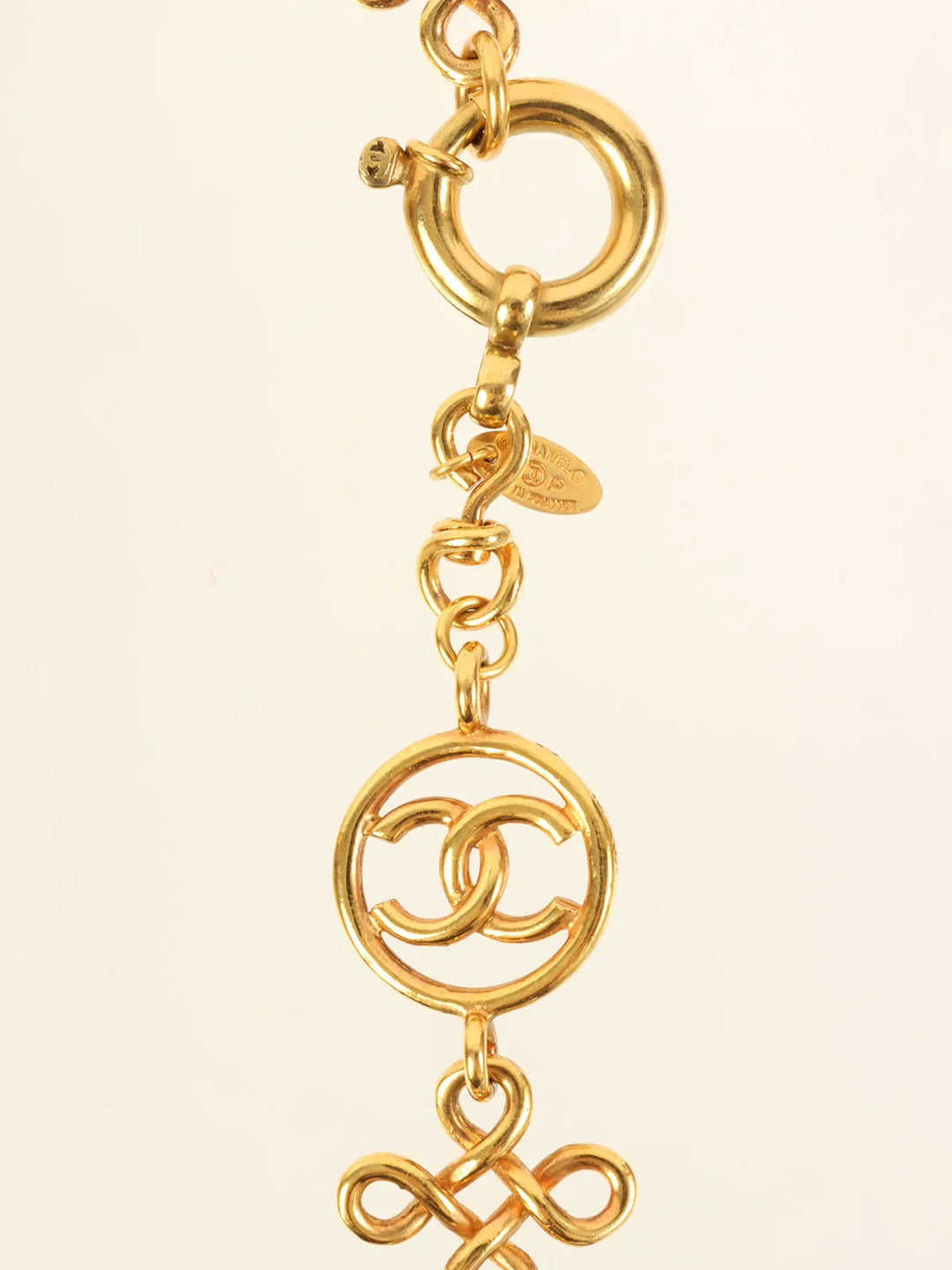 Chanel 1993 Made Circle Cutout Cc Mark Design Chain Necklace Gold