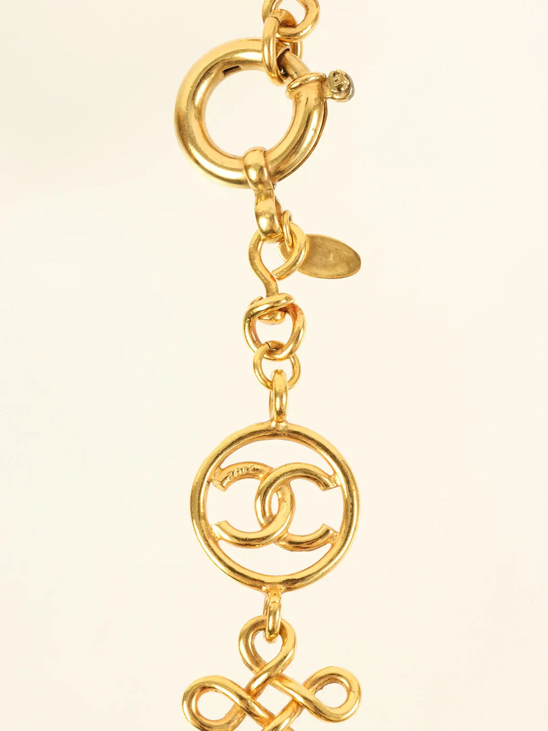 Chanel 1993 Made Circle Cutout Cc Mark Design Chain Necklace Gold