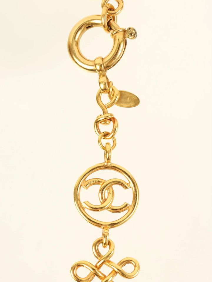 Chanel 1993 Made Circle Cutout Cc Mark Design Chain Necklace Gold