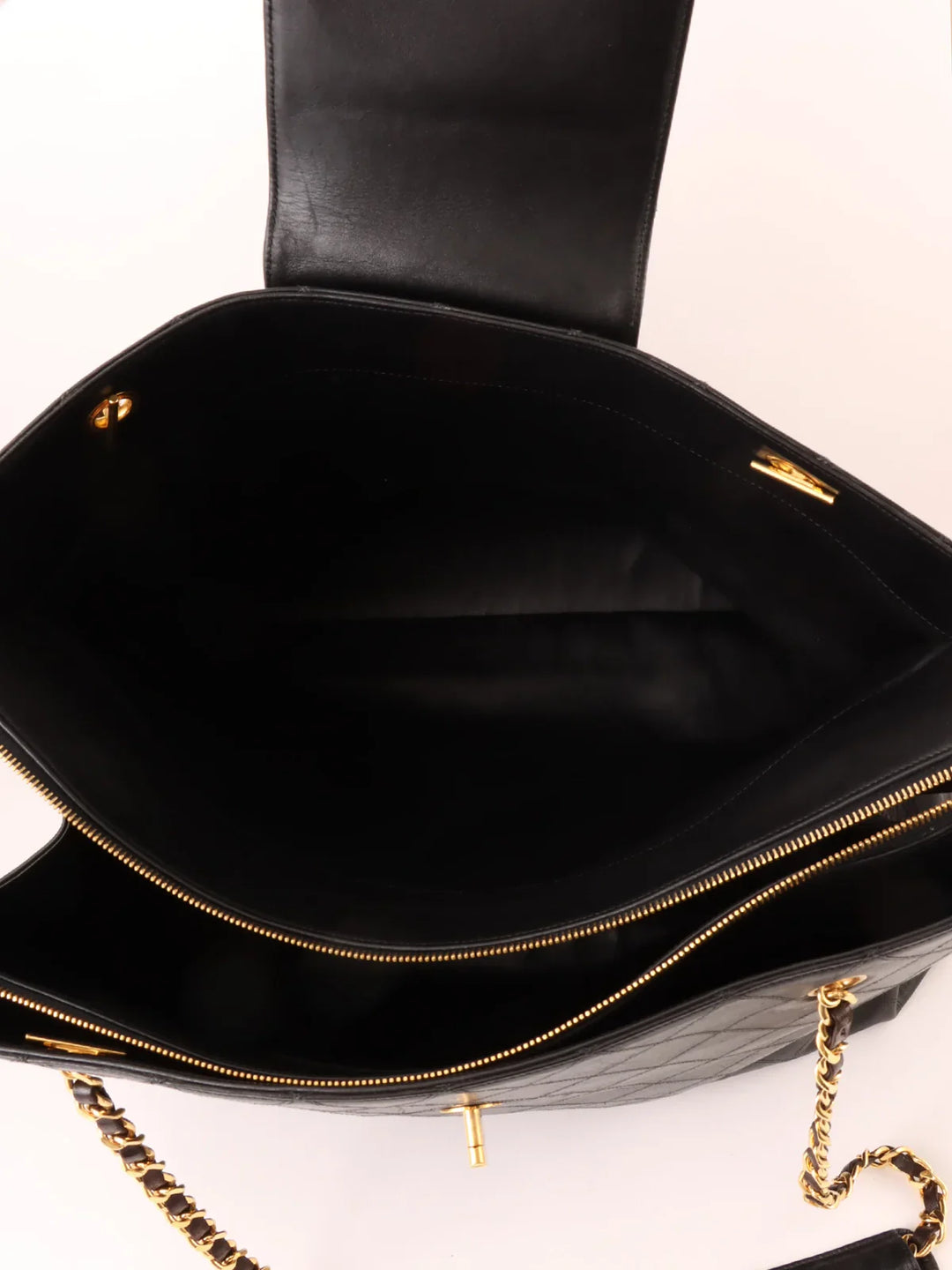 Chanel Around 1995 Made Bicolore Stitch Supermodel Black