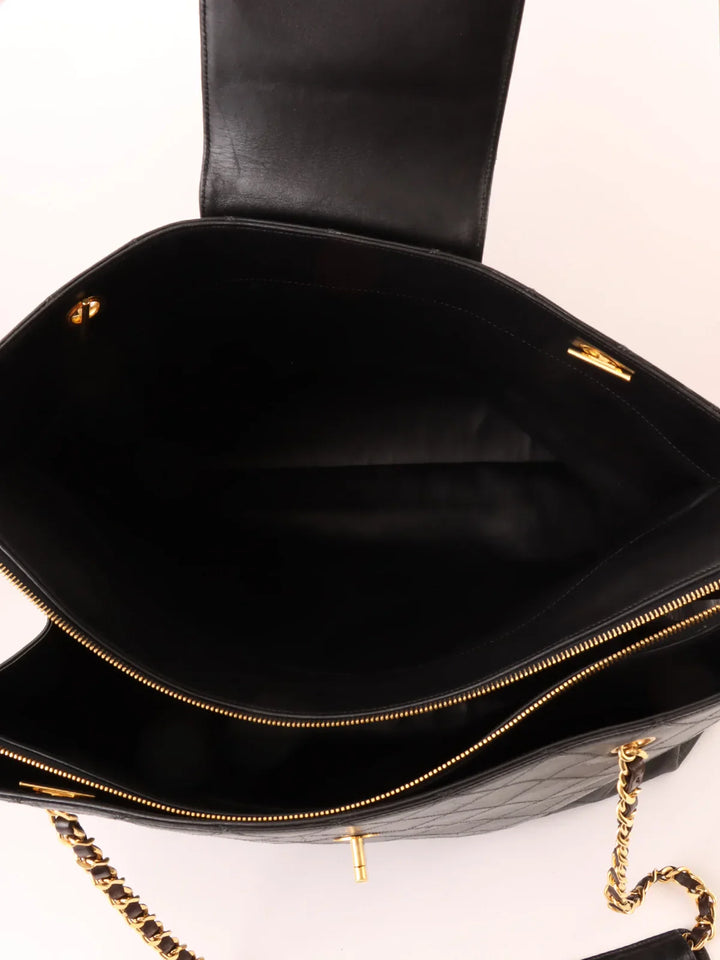 Chanel Around 1995 Made Bicolore Stitch Supermodel Black