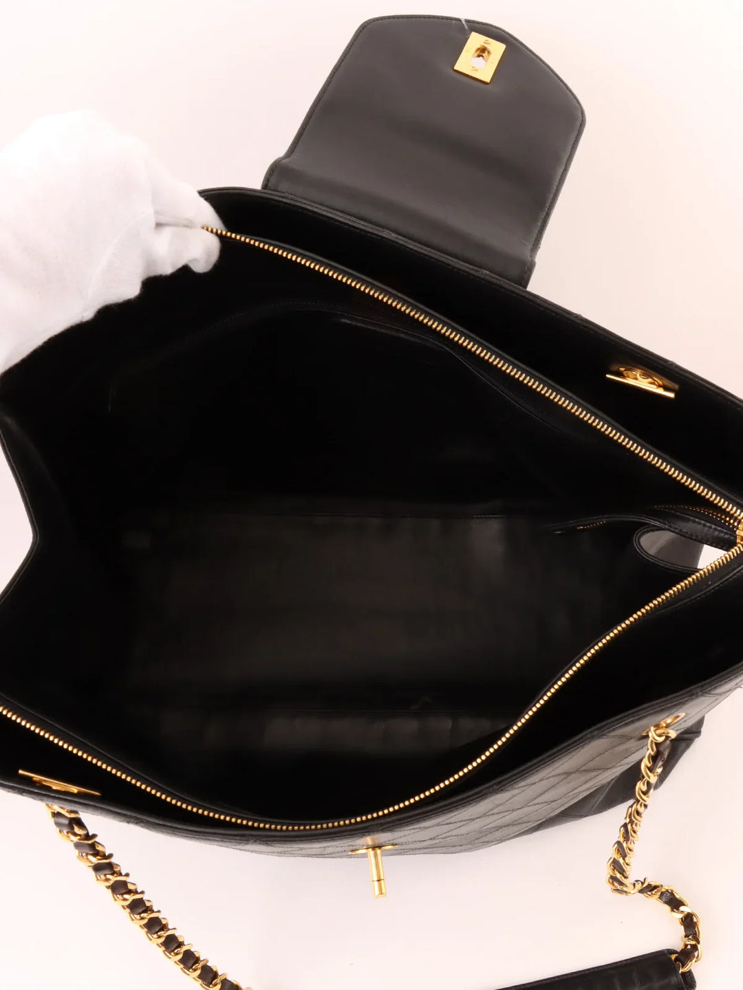 Chanel Around 1995 Made Bicolore Stitch Supermodel Black