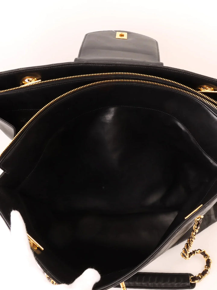 Chanel Around 1995 Made Bicolore Stitch Supermodel Black