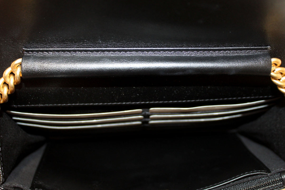 Top Quality Chanel Black Caviar Quilted Leather Boy Wallet On Chain WOC
