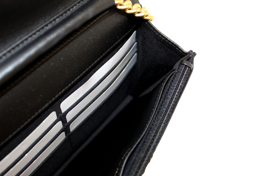 Top Quality Chanel Black Caviar Quilted Leather Boy Wallet On Chain WOC