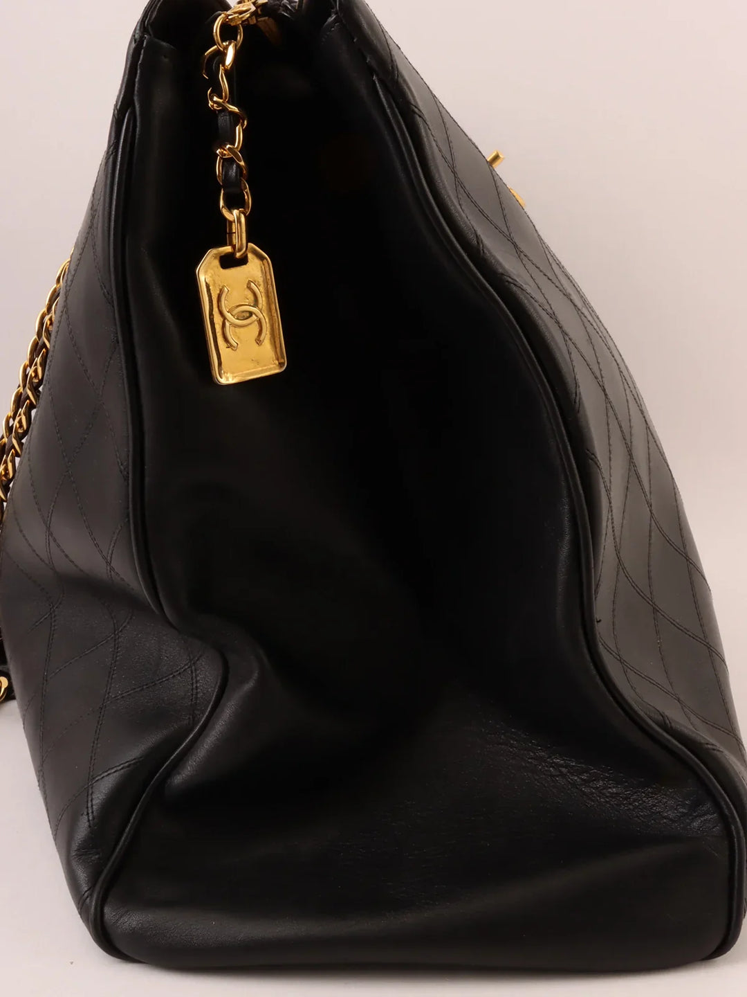 Chanel Around 1995 Made Bicolore Stitch Supermodel Black