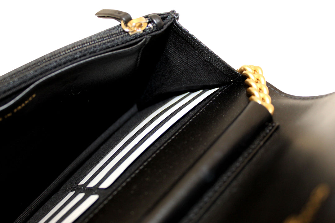 Top Quality Chanel Black Caviar Quilted Leather Boy Wallet On Chain WOC