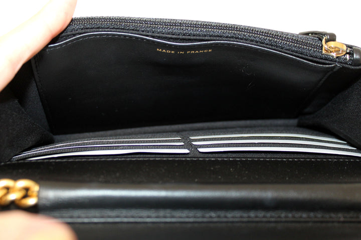 Top Quality Chanel Black Caviar Quilted Leather Boy Wallet On Chain WOC
