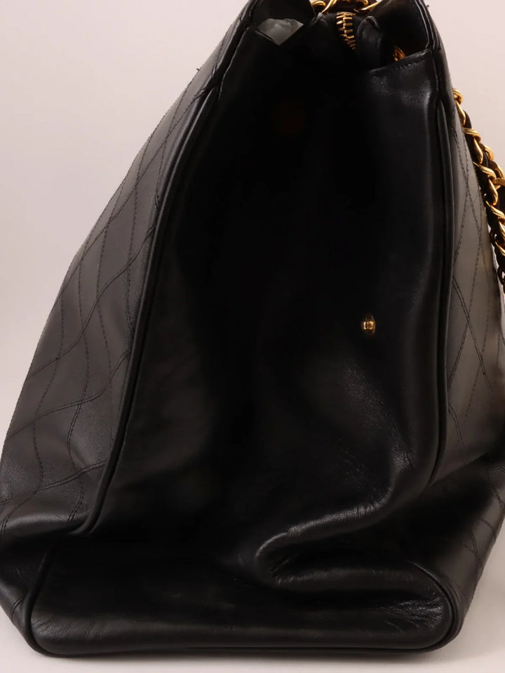 Chanel Around 1995 Made Bicolore Stitch Supermodel Black