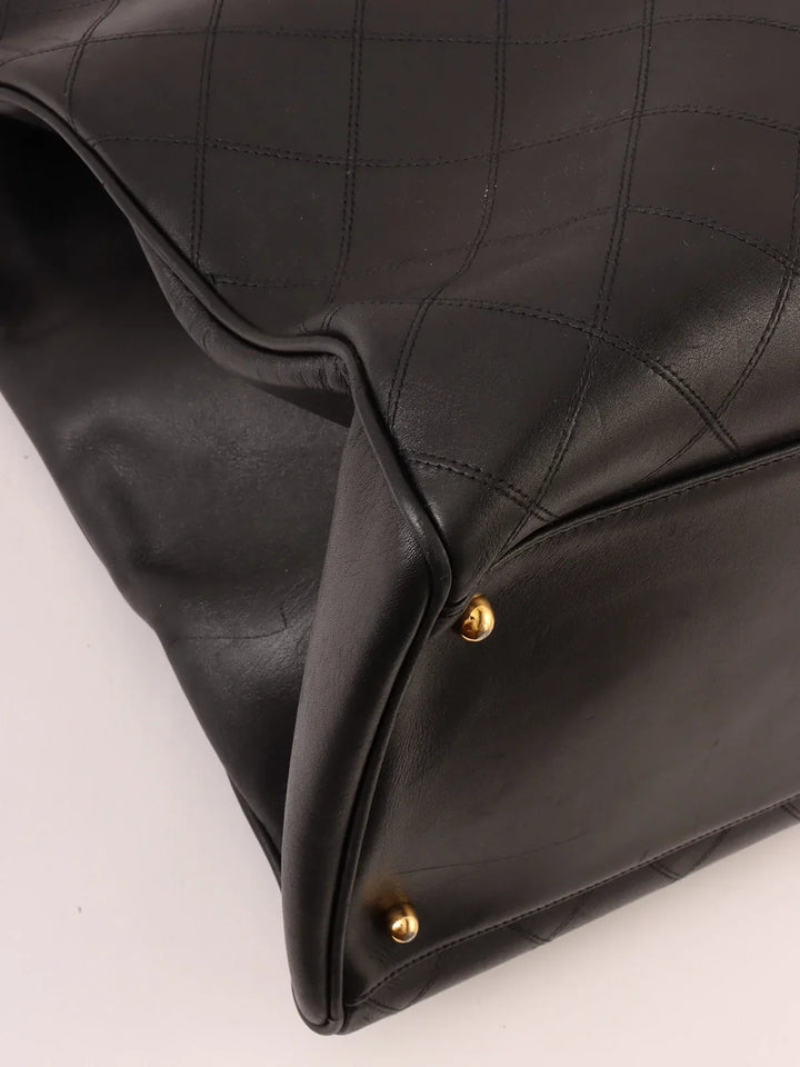 Chanel Around 1995 Made Bicolore Stitch Supermodel Black