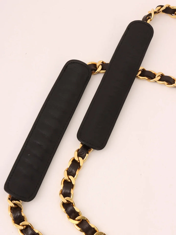 Chanel Around 1995 Made Bicolore Stitch Supermodel Black