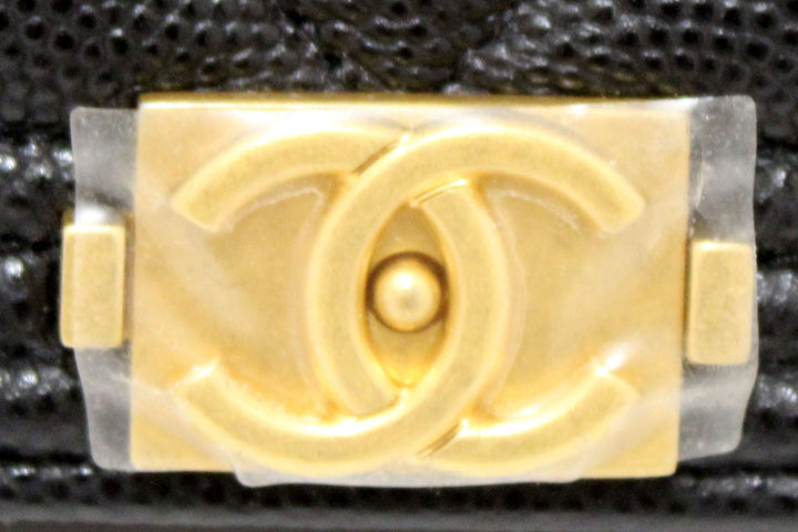 Top Quality Chanel Black Caviar Quilted Leather Boy Wallet On Chain WOC