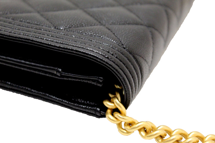 Top Quality Chanel Black Caviar Quilted Leather Boy Wallet On Chain WOC