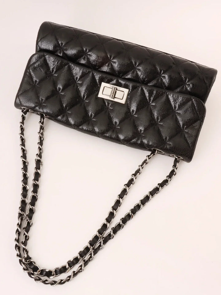Chanel Around 2005 Made 2.55 Chain Shoulder Bag Black
