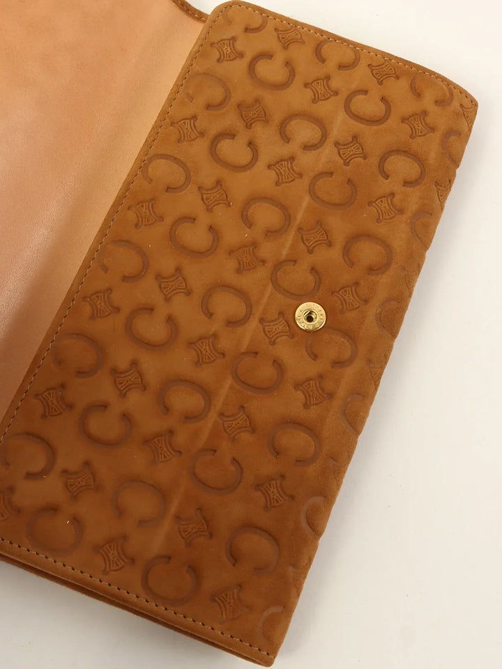 Celine Suede C Macadam Pattern Wallet Brown
