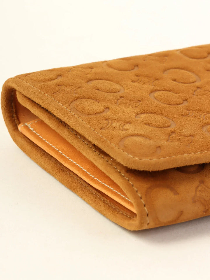 Celine Suede C Macadam Pattern Wallet Brown