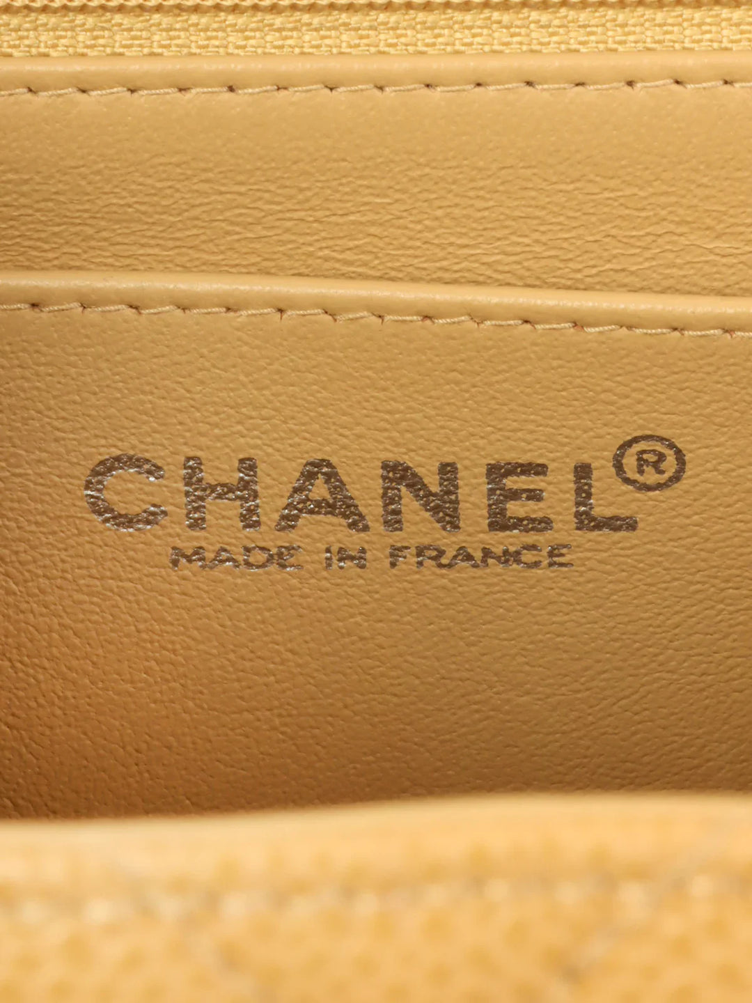 Chanel Around 2000 Made Caviar Skin Turn-Lock Top Handle Bag Beige
