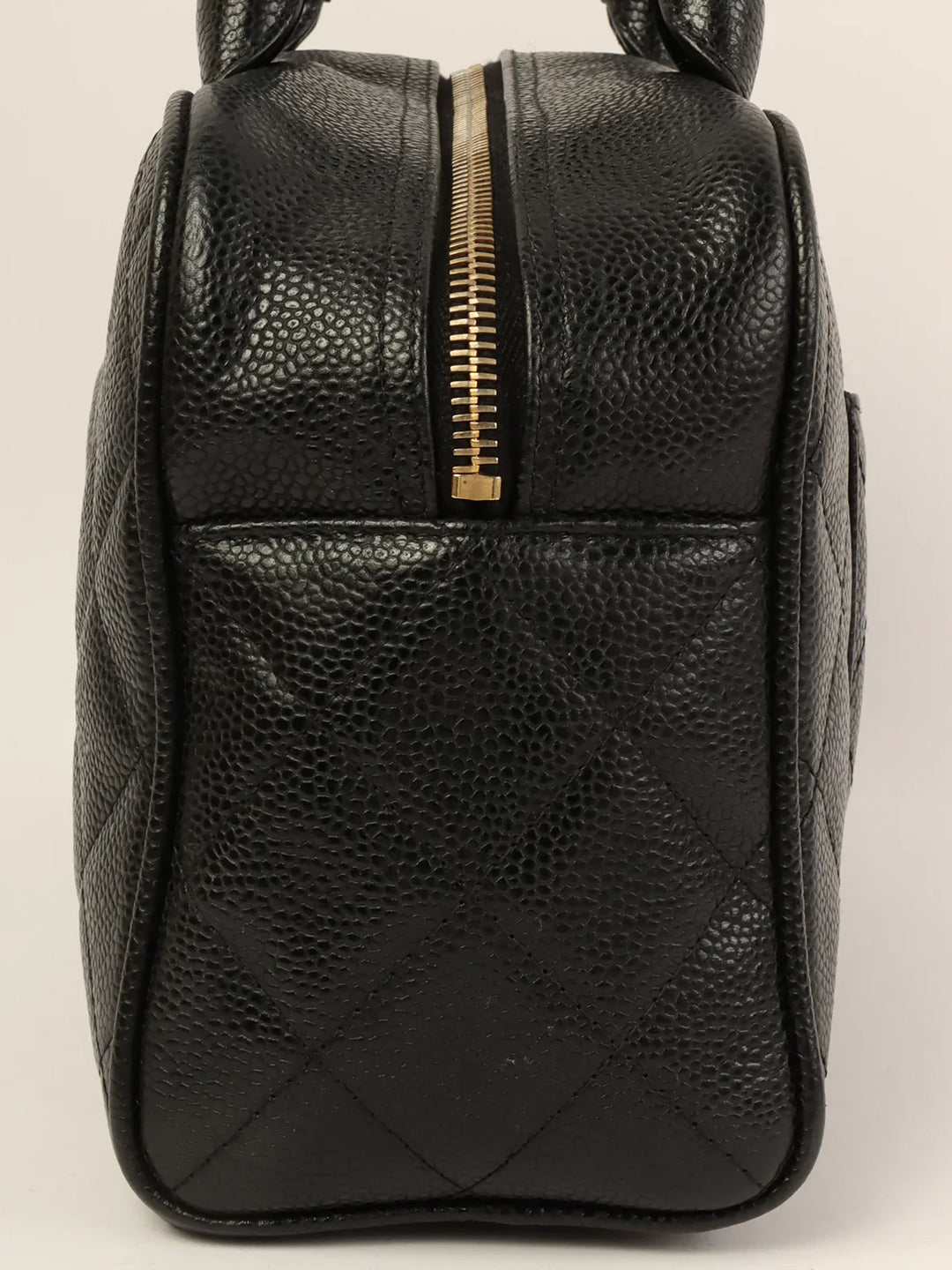 Chanel Around 1998 Made Caviar Skin Cc Mark Stitch Boston Bag Black