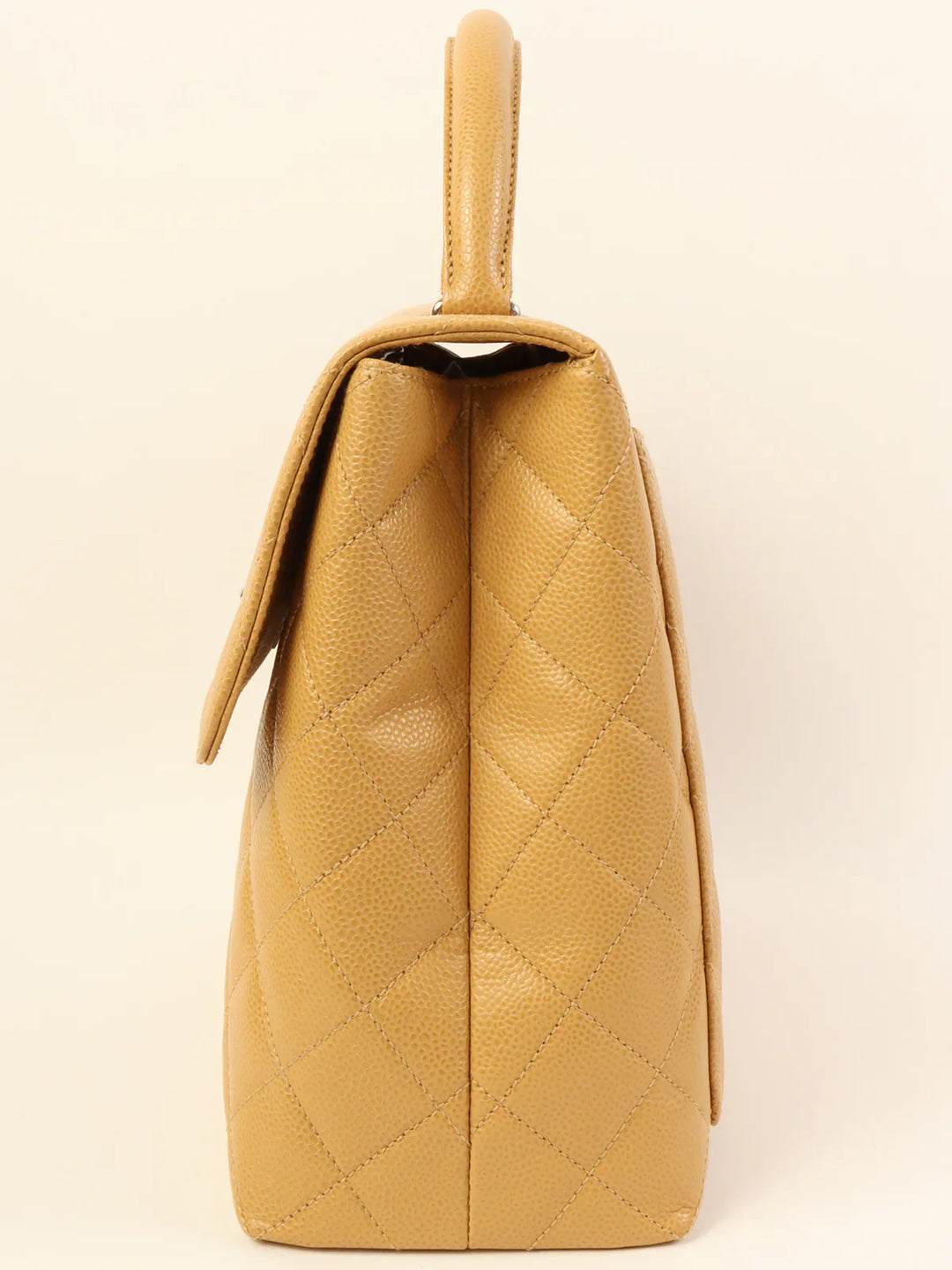 Chanel Around 2000 Made Caviar Skin Turn-Lock Top Handle Bag Beige