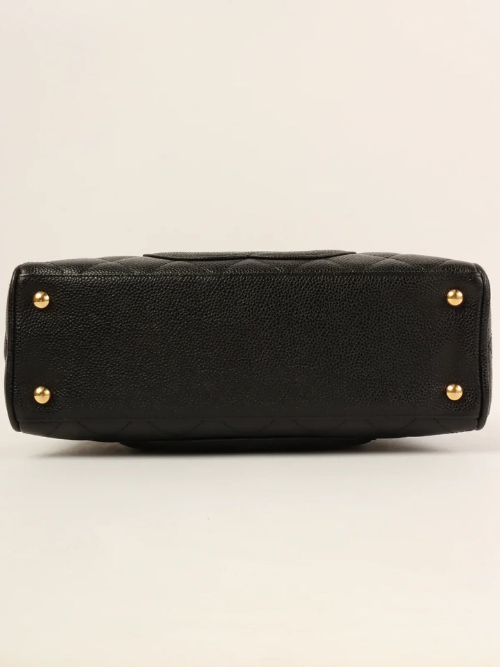 Chanel Around 1998 Made Caviar Skin Cc Mark Stitch Boston Bag Black