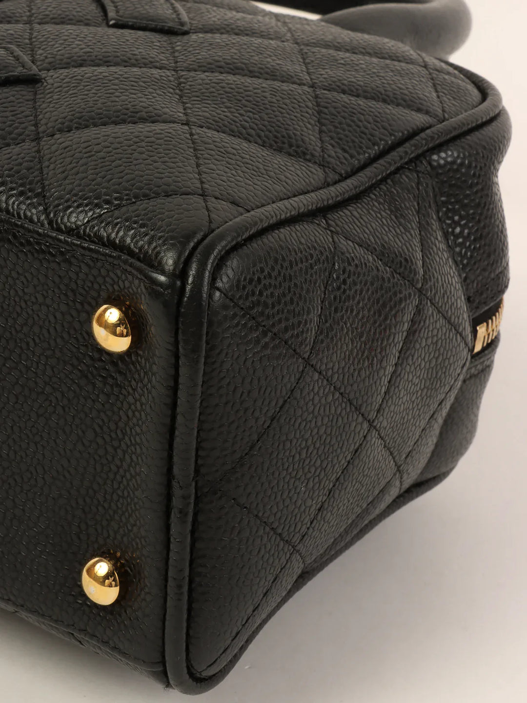 Chanel Around 1998 Made Caviar Skin Cc Mark Stitch Boston Bag Black
