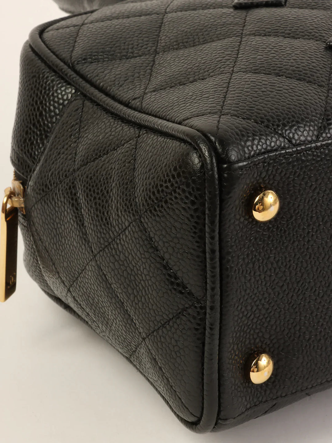 Chanel Around 1998 Made Caviar Skin Cc Mark Stitch Boston Bag Black