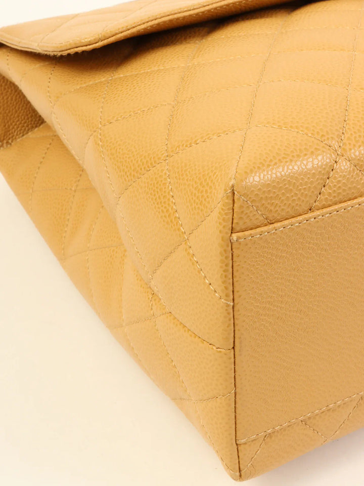 Chanel Around 2000 Made Caviar Skin Turn-Lock Top Handle Bag Beige