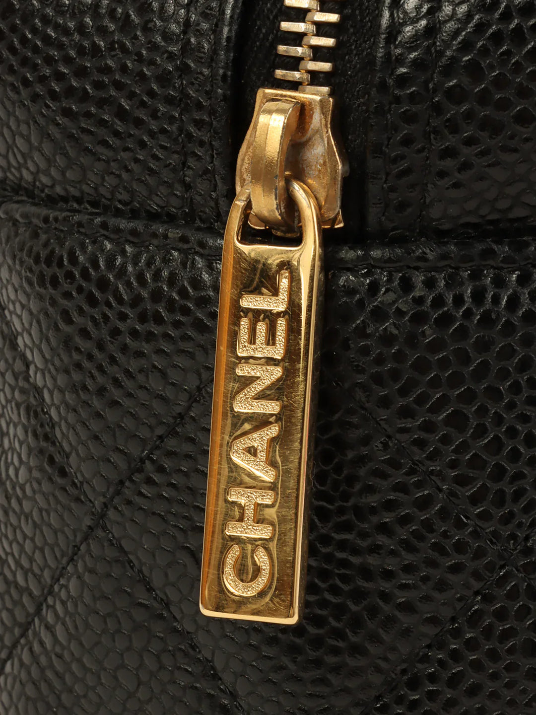 Chanel Around 1998 Made Caviar Skin Cc Mark Stitch Boston Bag Black