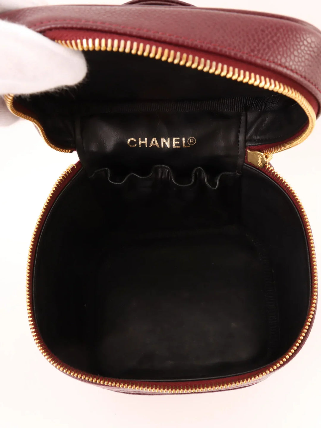 Chanel Around 1997 Made Caviar Skin Cc Mark Stitch Vanity Bordeaux