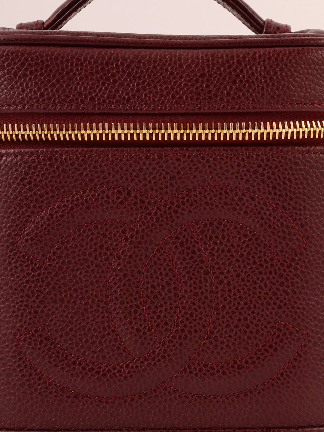 Chanel Around 1997 Made Caviar Skin Cc Mark Stitch Vanity Bordeaux
