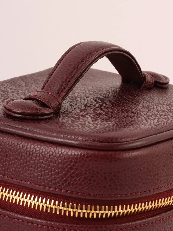 Chanel Around 1997 Made Caviar Skin Cc Mark Stitch Vanity Bordeaux