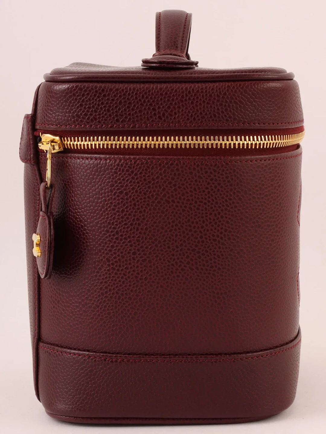 Chanel Around 1997 Made Caviar Skin Cc Mark Stitch Vanity Bordeaux