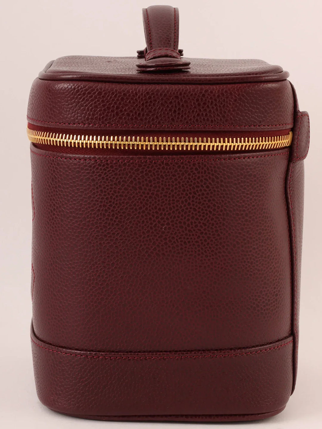 Chanel Around 1997 Made Caviar Skin Cc Mark Stitch Vanity Bordeaux