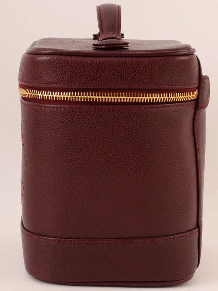 Chanel Around 1997 Made Caviar Skin Cc Mark Stitch Vanity Bordeaux