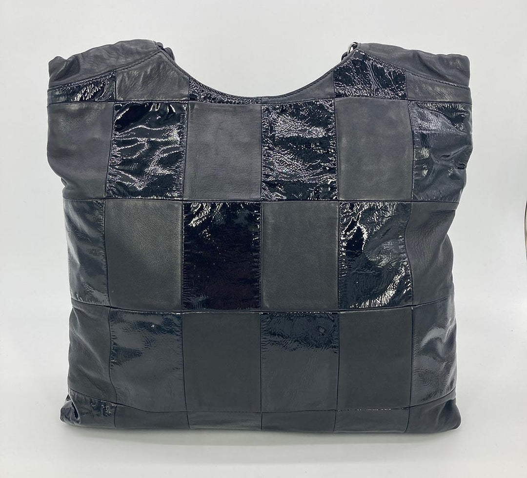 Top Quality Chanel Black Leather Checkered Tote