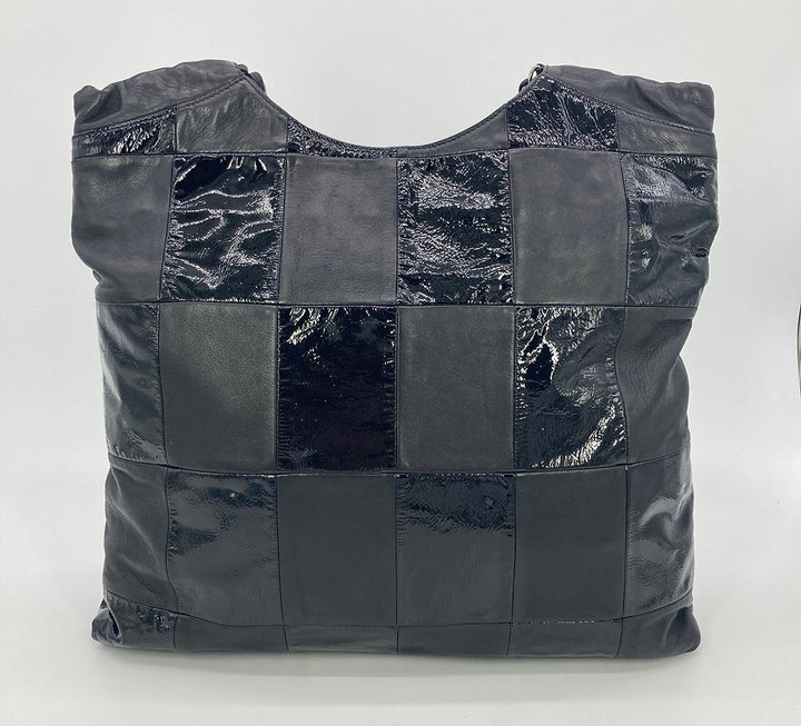 Top Quality Chanel Black Leather Checkered Tote