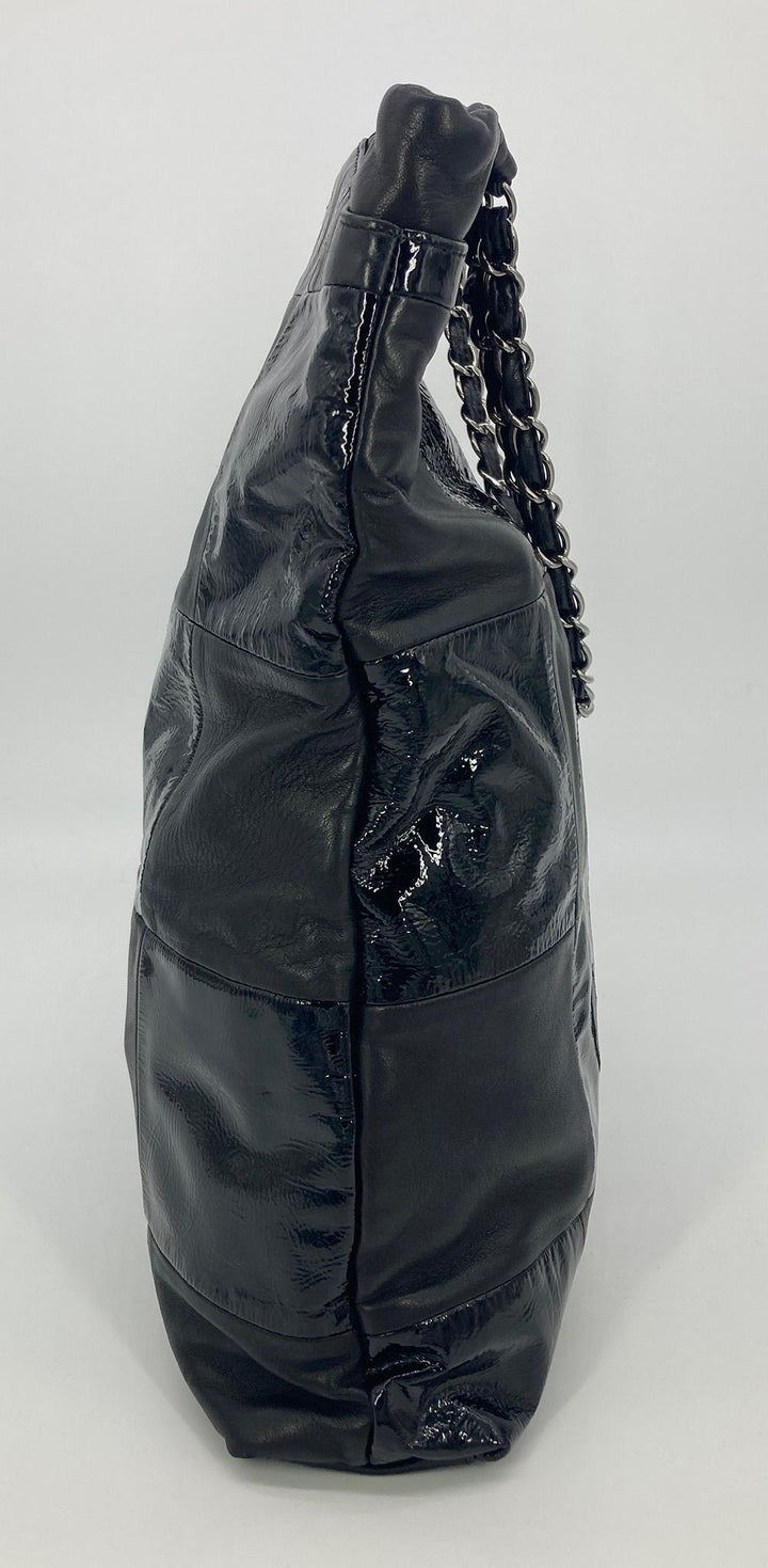 Top Quality Chanel Black Leather Checkered Tote