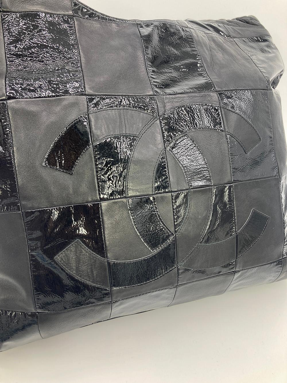 Top Quality Chanel Black Leather Checkered Tote