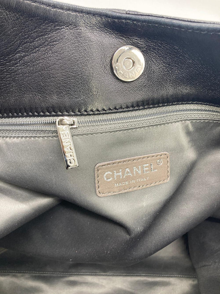 Top Quality Chanel Black Leather Checkered Tote