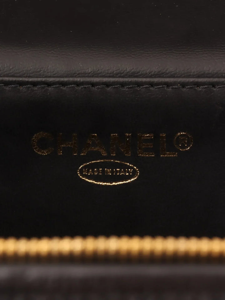 Chanel Around 1997 Made Caviar Skin Cc Mark Stitch 2Way Vanity Black