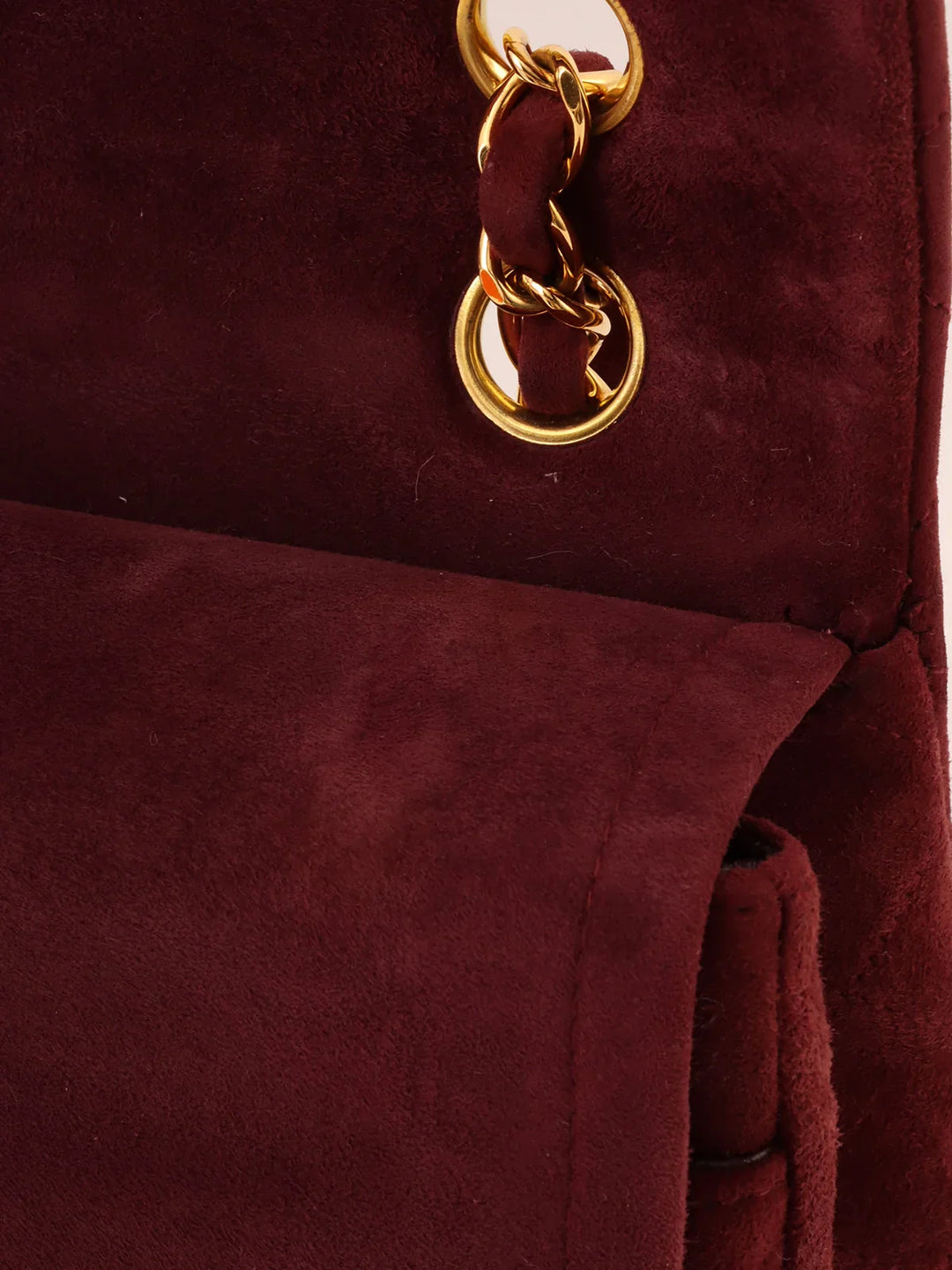Chanel Around 1997 Made Suede Classic New Chain Bag 25Cm Bordeaux