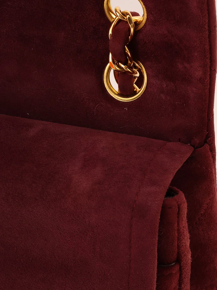 Chanel Around 1997 Made Suede Classic New Chain Bag 25Cm Bordeaux