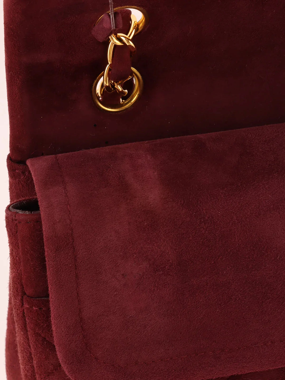 Chanel Around 1997 Made Suede Classic New Chain Bag 25Cm Bordeaux