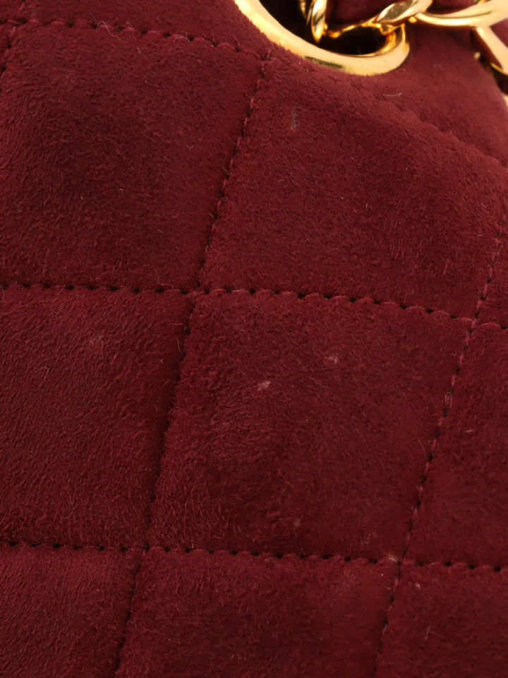 Chanel Around 1997 Made Suede Classic New Chain Bag 25Cm Bordeaux