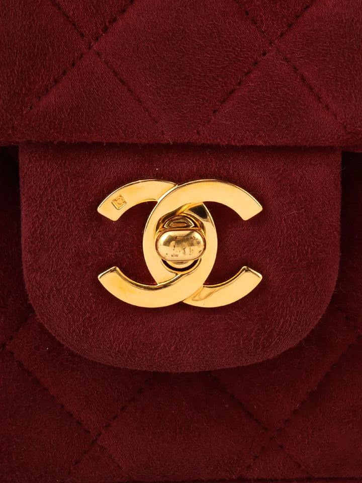 Chanel Around 1997 Made Suede Classic New Chain Bag 25Cm Bordeaux