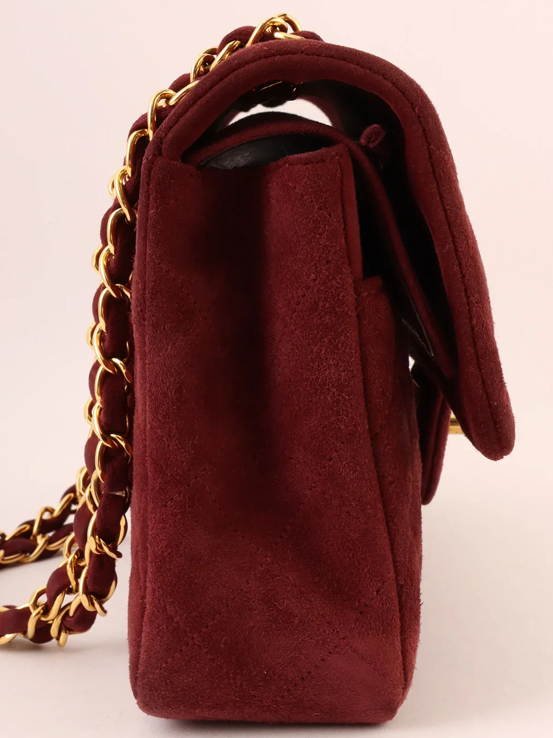 Chanel Around 1997 Made Suede Classic New Chain Bag 25Cm Bordeaux