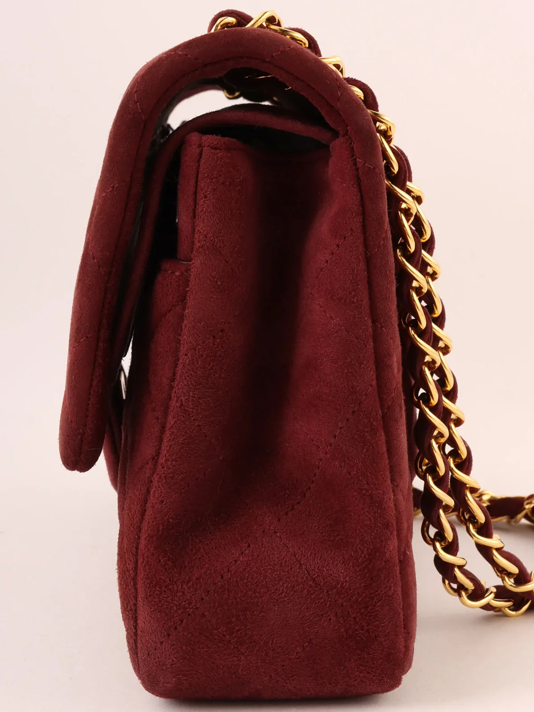 Chanel Around 1997 Made Suede Classic New Chain Bag 25Cm Bordeaux