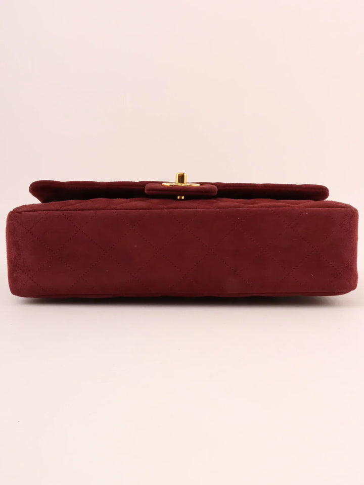 Chanel Around 1997 Made Suede Classic New Chain Bag 25Cm Bordeaux
