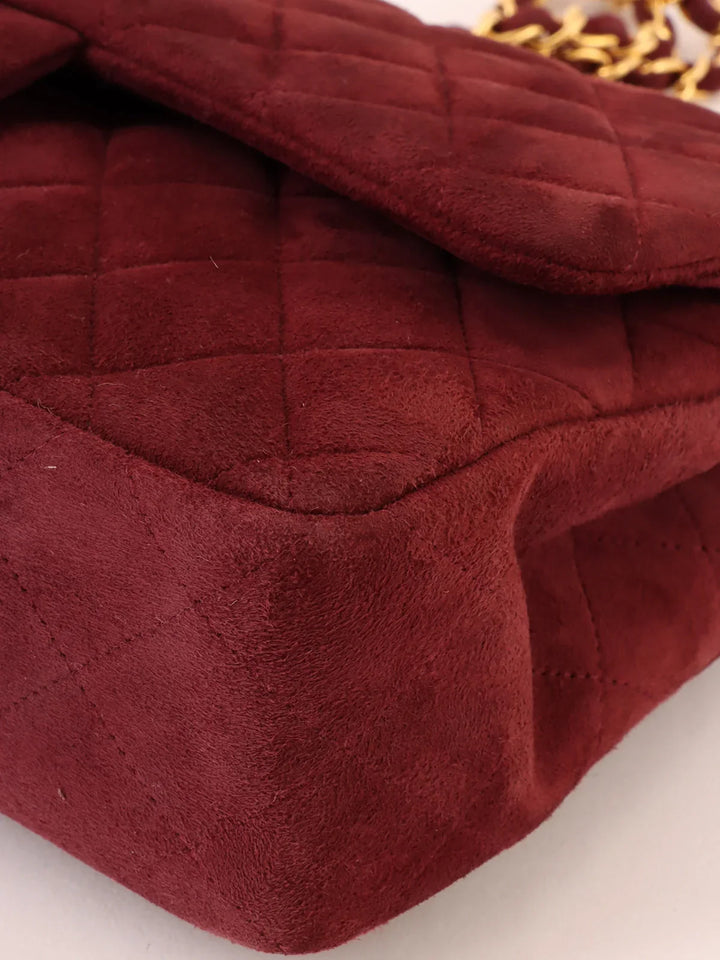 Chanel Around 1997 Made Suede Classic New Chain Bag 25Cm Bordeaux