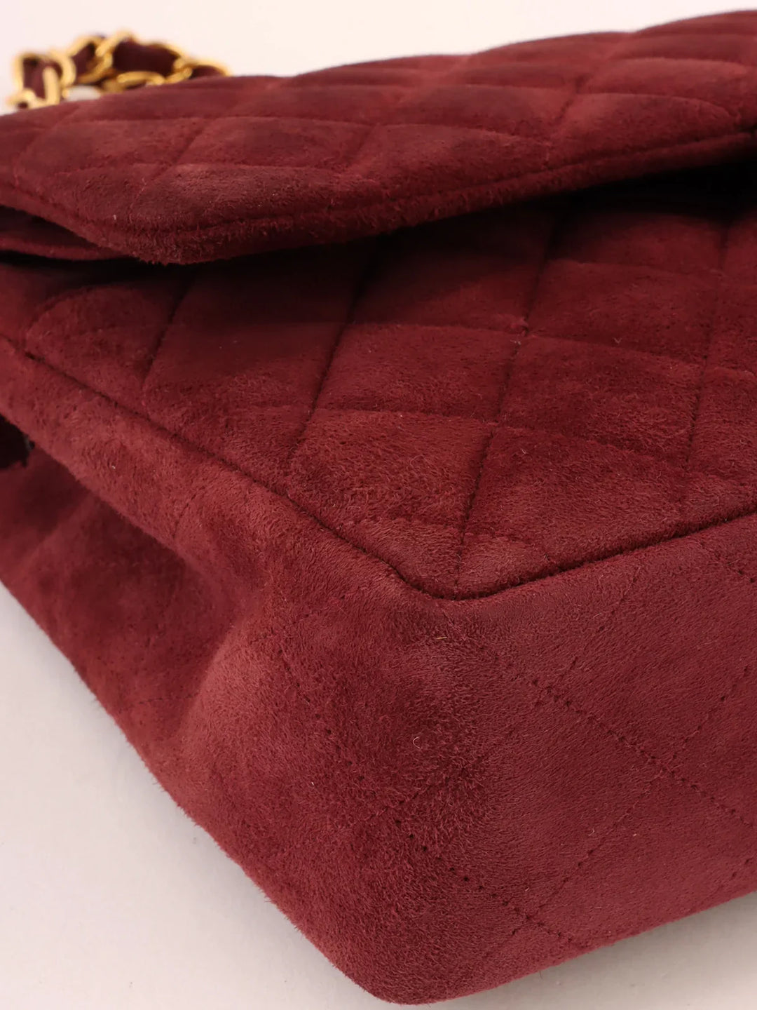 Chanel Around 1997 Made Suede Classic New Chain Bag 25Cm Bordeaux
